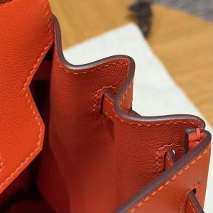 Hermès Birkin 25 Bag Handmade In Swift Leather Gold Hardware 9J Feu - Image 9
