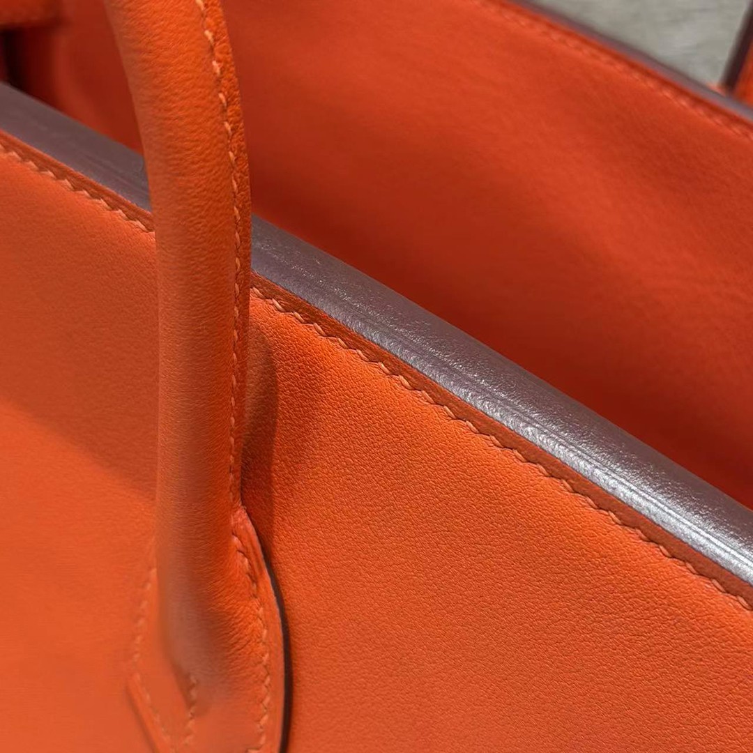 Hermès Birkin 25 Bag Handmade In Swift Leather Gold Hardware 9J Feu - Image 8