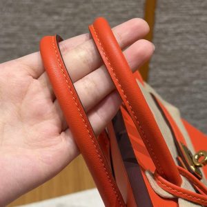 Hermès Birkin 25 Bag Handmade In Swift Leather Gold Hardware 9J Feu - Image 6