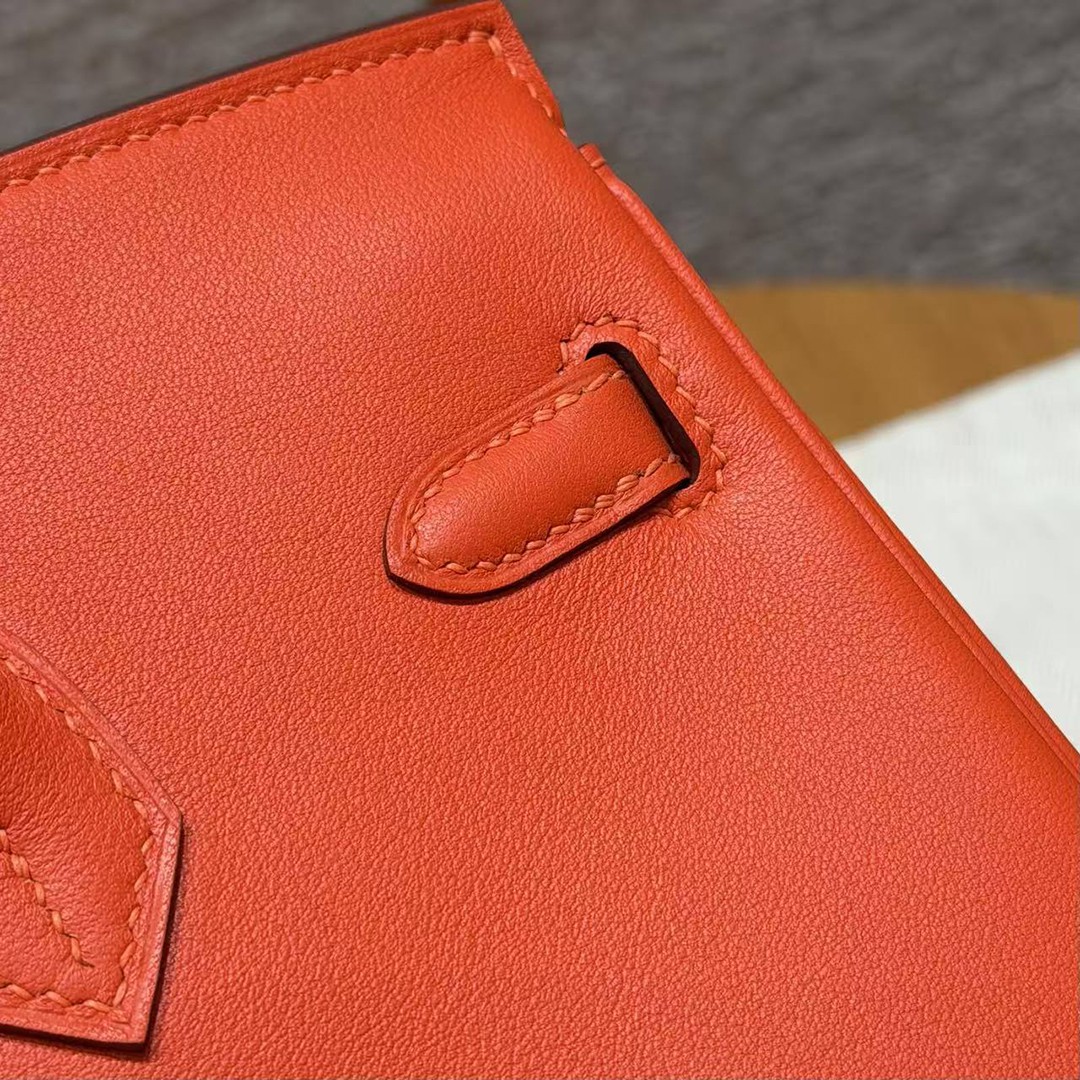 Hermès Birkin 25 Bag Handmade In Swift Leather Gold Hardware 9J Feu - Image 5
