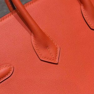 Hermès Birkin 25 Bag Handmade In Swift Leather Gold Hardware 9J Feu - Image 4