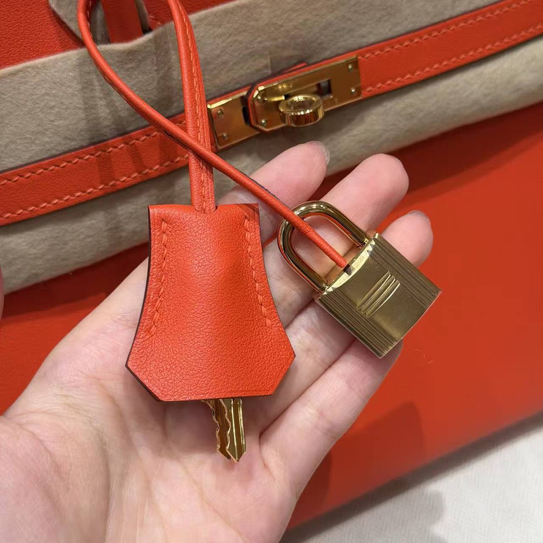 Hermès Birkin 25 Bag Handmade In Swift Leather Gold Hardware 9J Feu - Image 3