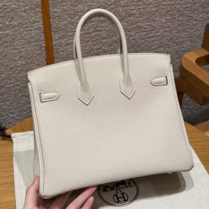 Hermès Birkin 25 Bag Handmade In Togo Calfskin Leather Gold Hardware 10 Craie - Image 16