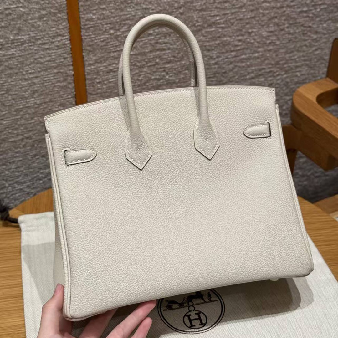 Hermès Birkin 25 Bag Handmade In Togo Calfskin Leather Gold Hardware 10 Craie - Image 16