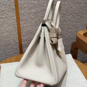 Hermès Birkin 25 Bag Handmade In Togo Calfskin Leather Gold Hardware 10 Craie - Image 15