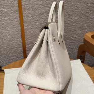 Hermès Birkin 25 Bag Handmade In Togo Calfskin Leather Gold Hardware 10 Craie - Image 14