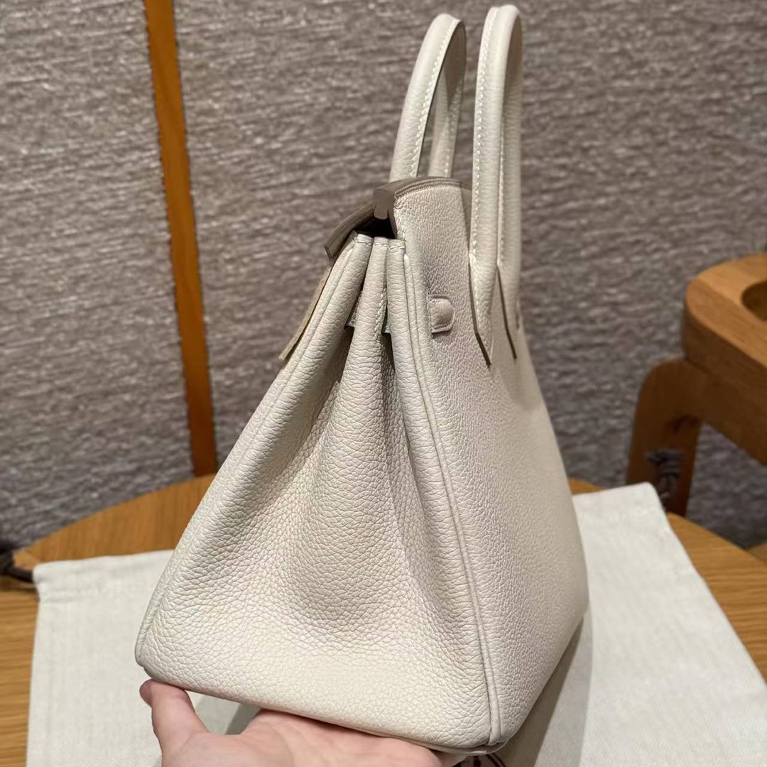 Hermès Birkin 25 Bag Handmade In Togo Calfskin Leather Gold Hardware 10 Craie - Image 14
