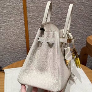 Hermès Birkin 25 Bag Handmade In Togo Calfskin Leather Gold Hardware 10 Craie - Image 5