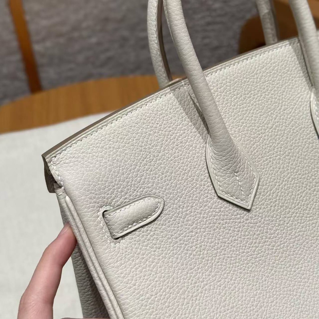 Hermès Birkin 25 Bag Handmade In Togo Calfskin Leather Gold Hardware 10 Craie - Image 4