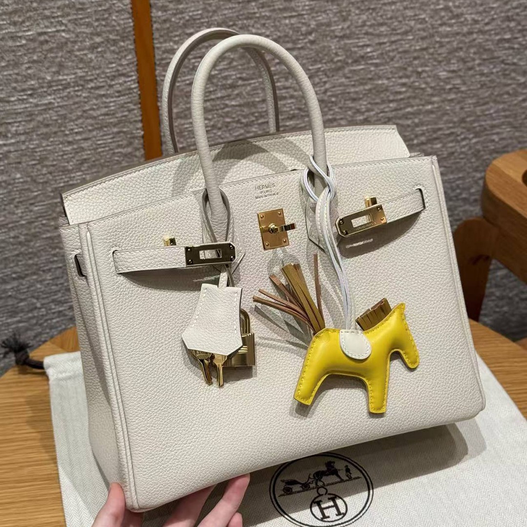 Hermès Birkin 25 Bag Handmade In Togo Calfskin Leather Gold Hardware 10 Craie