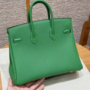 Alternative view of Hermes Birkin 25 Bag Handmade In Togo Calfskin Leather Gold Hardware 1K Bambou