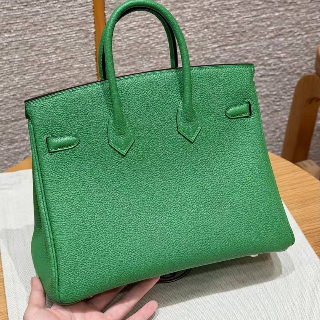 Hermes Birkin 25 Bag Handmade In Togo Calfskin Leather Gold Hardware 1K Bambou - Image 2