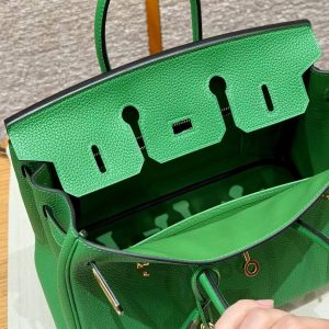 Hermes Birkin 25 Bag Handmade In Togo Calfskin Leather Gold Hardware 1K Bambou - Image 8