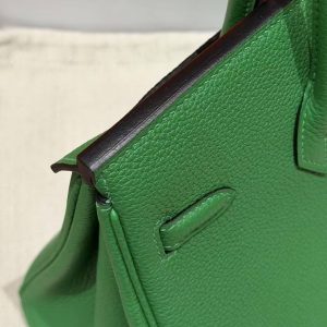 Hermes Birkin 25 Bag Handmade In Togo Calfskin Leather Gold Hardware 1K Bambou - Image 6