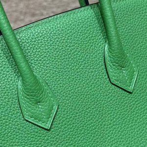 Hermes Birkin 25 Bag Handmade In Togo Calfskin Leather Gold Hardware 1K Bambou - Image 5