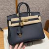 Hermes Birkin 25 Bag Handmade In Togo Calfskin Leather Gold Hardware 2Z Blue Nuit