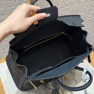 Hermes Birkin 25 Bag Handmade In Togo Calfskin Leather Gold Hardware 2Z Blue Nuit - Image 10