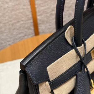 Hermes Birkin 25 Bag Handmade In Togo Calfskin Leather Gold Hardware 2Z Blue Nuit - Image 5