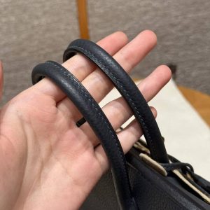 Hermes Birkin 25 Bag Handmade In Togo Calfskin Leather Gold Hardware 2Z Blue Nuit - Image 4