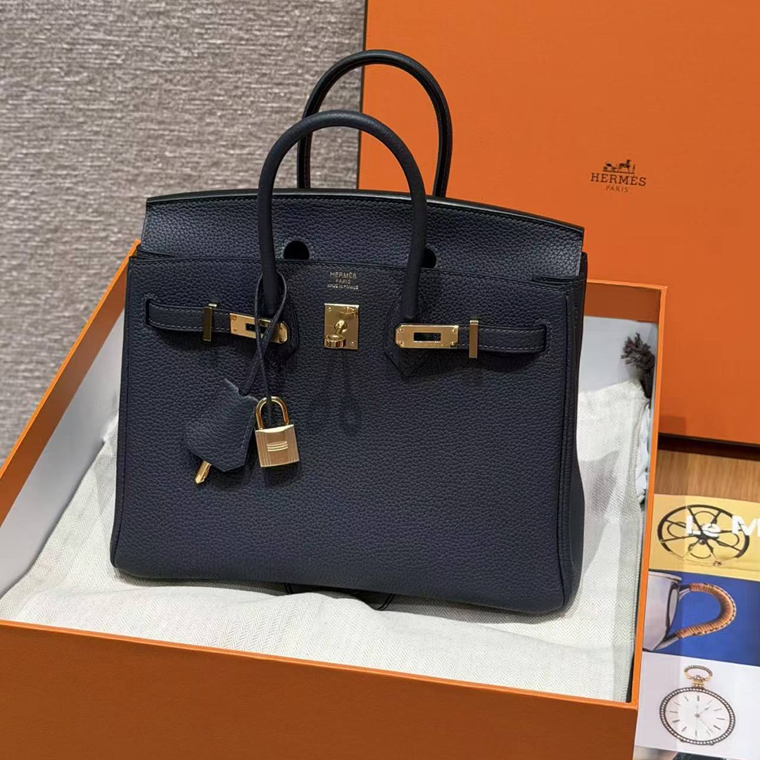 Hermes Birkin 25 Bag Handmade In Togo Calfskin Leather Gold Hardware 3Y Caban - Image 2