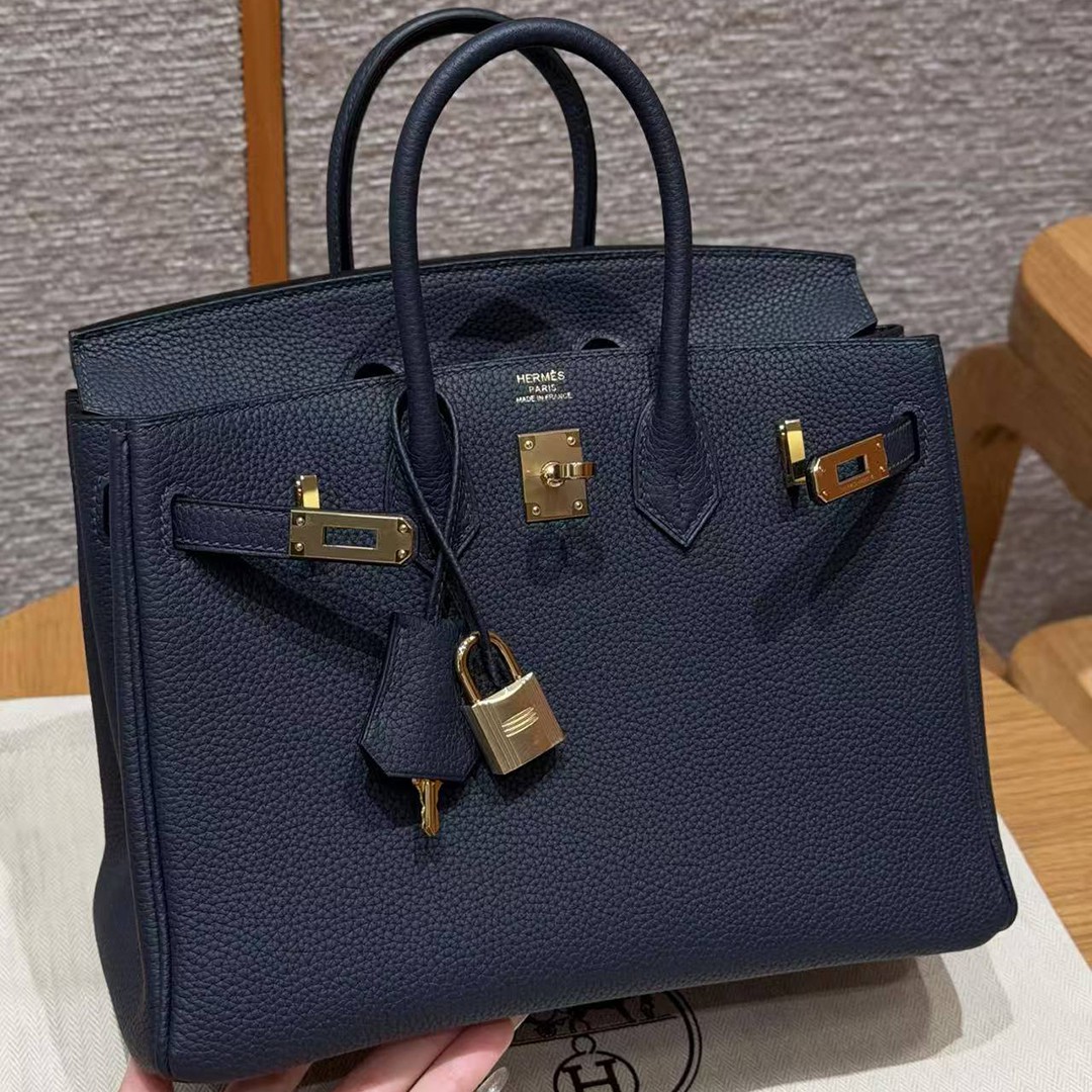 Hermes Birkin 25 Bag Handmade In Togo Calfskin Leather Gold Hardware 3Y Caban - Image 27