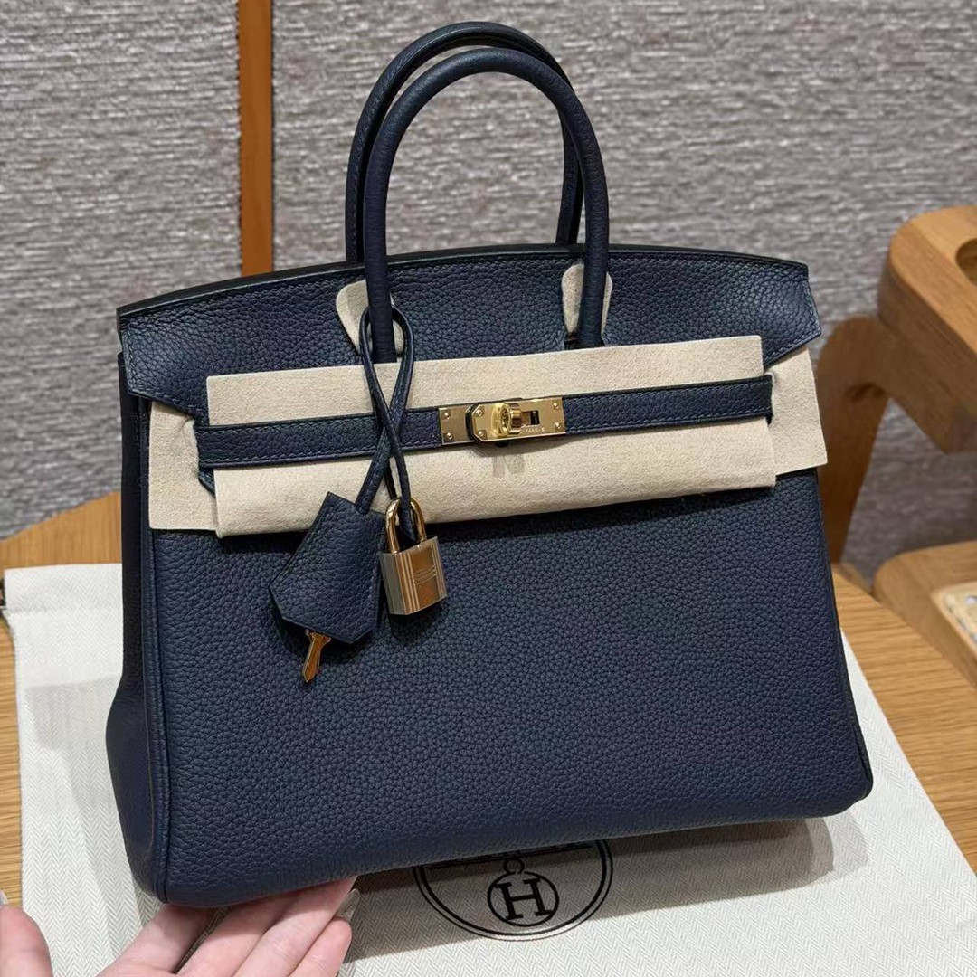 Hermes Birkin 25 Bag Handmade In Togo Calfskin Leather Gold Hardware 3Y Caban 10