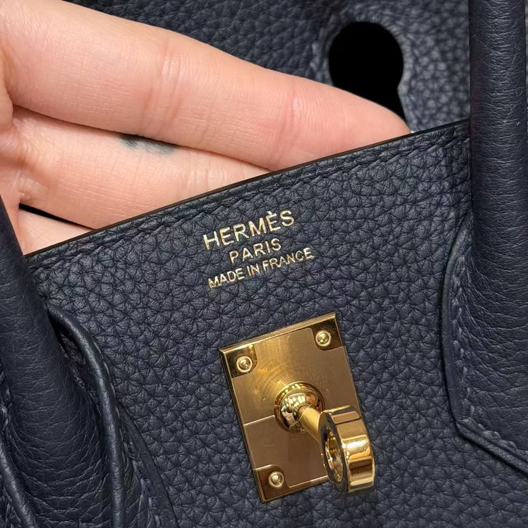 Hermes Birkin 25 Bag Handmade In Togo Calfskin Leather Gold Hardware 3Y Caban - Image 14