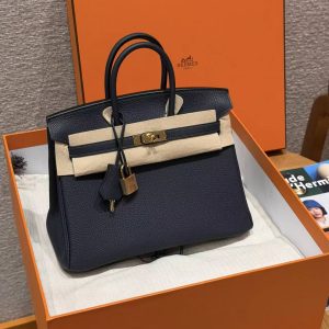 Hermes Birkin 25 Bag Handmade In Togo Calfskin Leather Gold Hardware 3Y Caban - Image 11