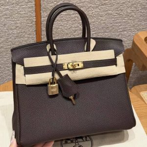 Hermès Birkin 25 Bag Handmade In Togo Calfskin Leather Gold Hardware 46 Ebene