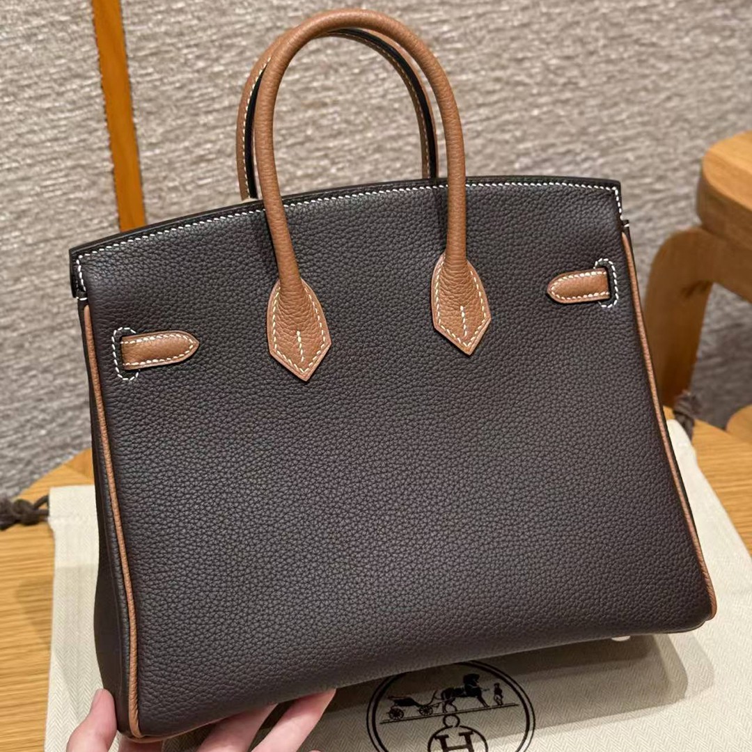 Hermès Birkin 25 Bag Handmade In Togo Calfskin Leather Gold Hardware 47 Chocolate 37 Gold - Image 20