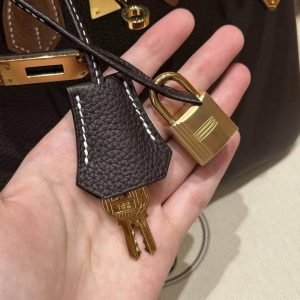 Hermès Birkin 25 Bag Handmade In Togo Calfskin Leather Gold Hardware 47 Chocolate 37 Gold - Image 3