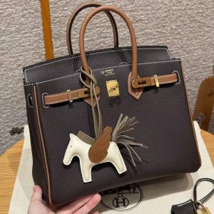 Hermès Birkin 25 Bag Handmade In Togo Calfskin Leather Gold Hardware 47 Chocolate 37 Gold
