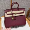 Hermès Birkin 25 Bag Handmade In Togo Calfskin Leather Gold Hardware 55 Rouge H