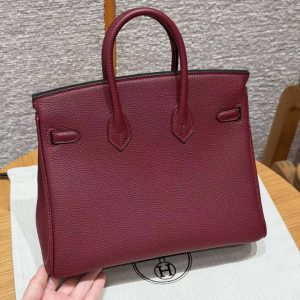 Alternative view of Hermès Birkin 25 Bag Handmade In Togo Calfskin Leather Gold Hardware 55 Rouge H