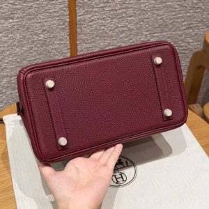 Hermès Birkin 25 Bag Handmade In Togo Calfskin Leather Gold Hardware 55 Rouge H - Image 18