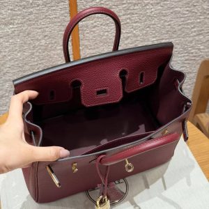 Hermès Birkin 25 Bag Handmade In Togo Calfskin Leather Gold Hardware 55 Rouge H - Image 17