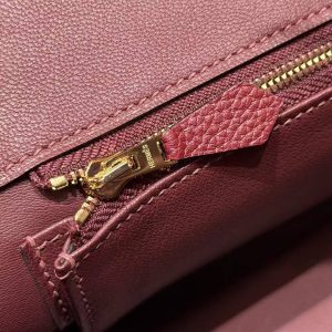 Hermès Birkin 25 Bag Handmade In Togo Calfskin Leather Gold Hardware 55 Rouge H - Image 4