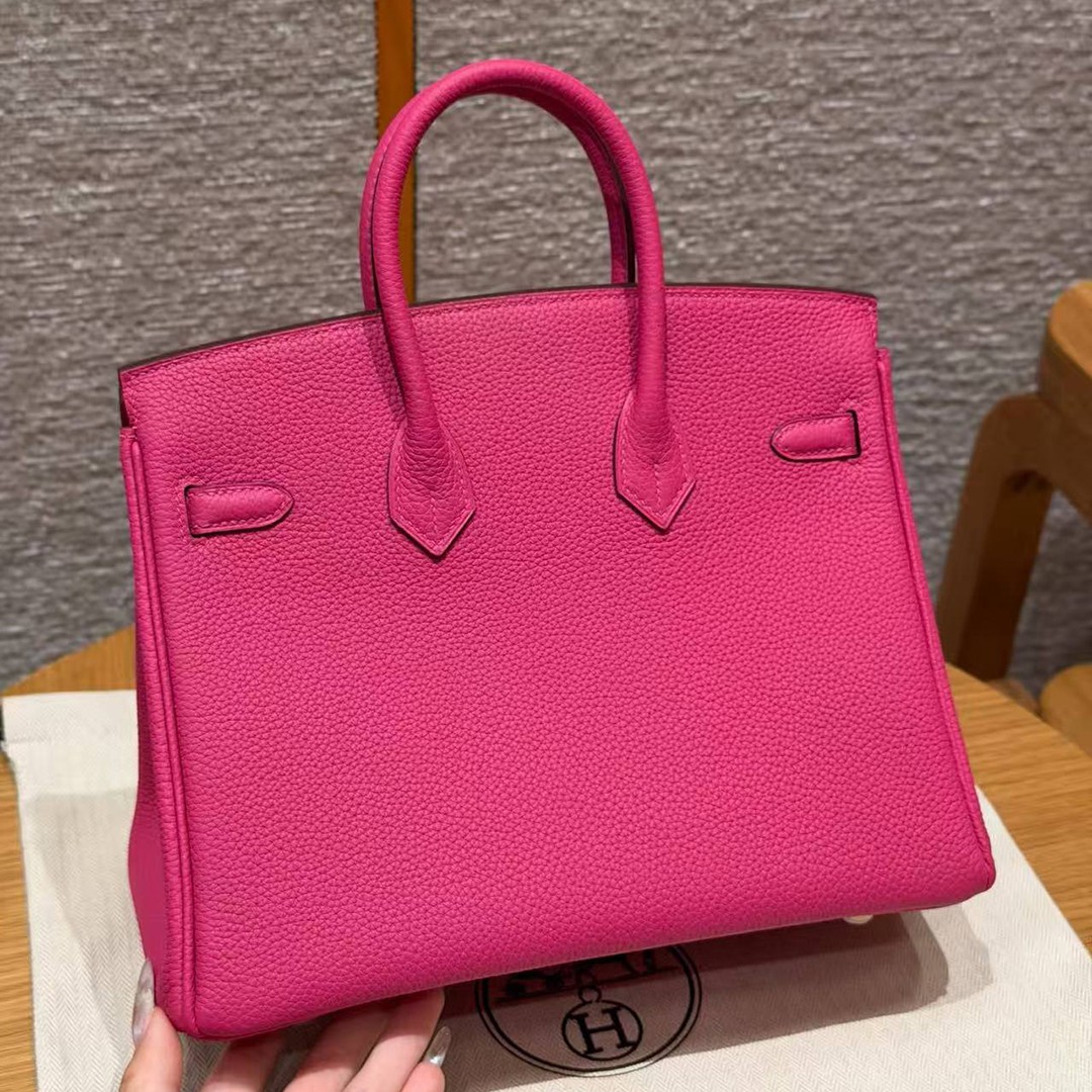 Hermes Birkin 25 Bag Handmade In Togo Calfskin Leather Gold Hardware 5J Fuchia - Image 2