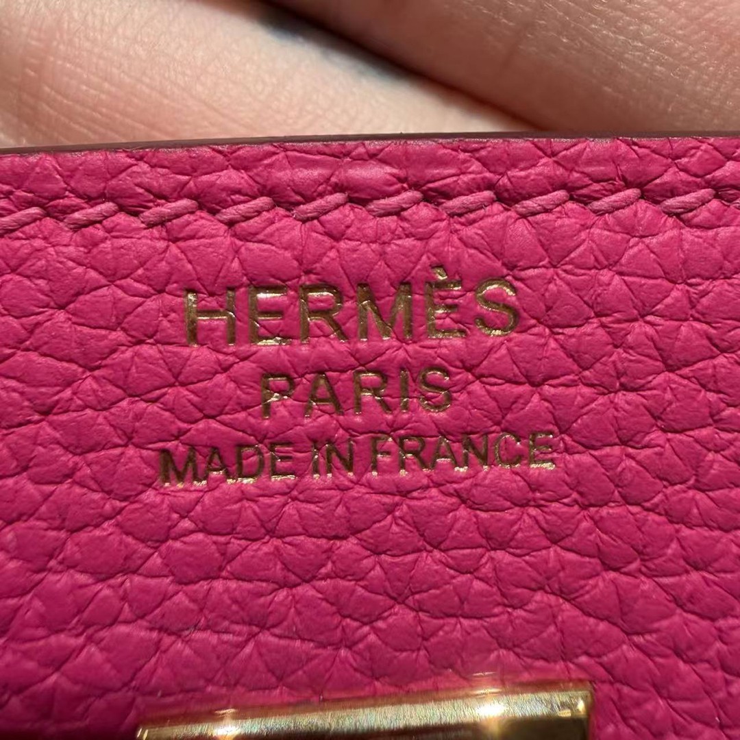 Hermes Birkin 25 Bag Handmade In Togo Calfskin Leather Gold Hardware 5J Fuchia - Image 16