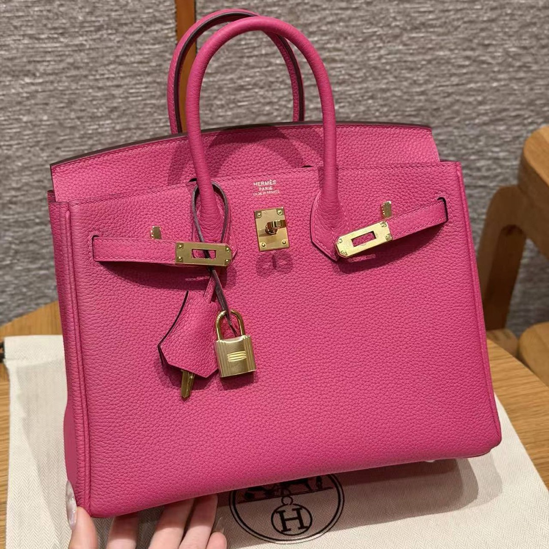Hermes Birkin 25 Bag Handmade In Togo Calfskin Leather Gold Hardware 5J Fuchia - Image 13