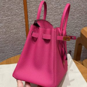 Hermes Birkin 25 Bag Handmade In Togo Calfskin Leather Gold Hardware 5J Fuchia - Image 12