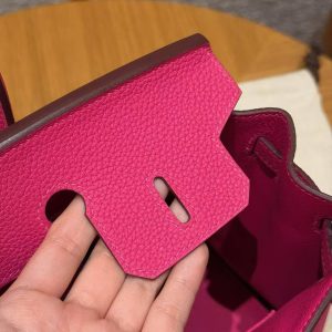 Hermes Birkin 25 Bag Handmade In Togo Calfskin Leather Gold Hardware 5J Fuchia - Image 10
