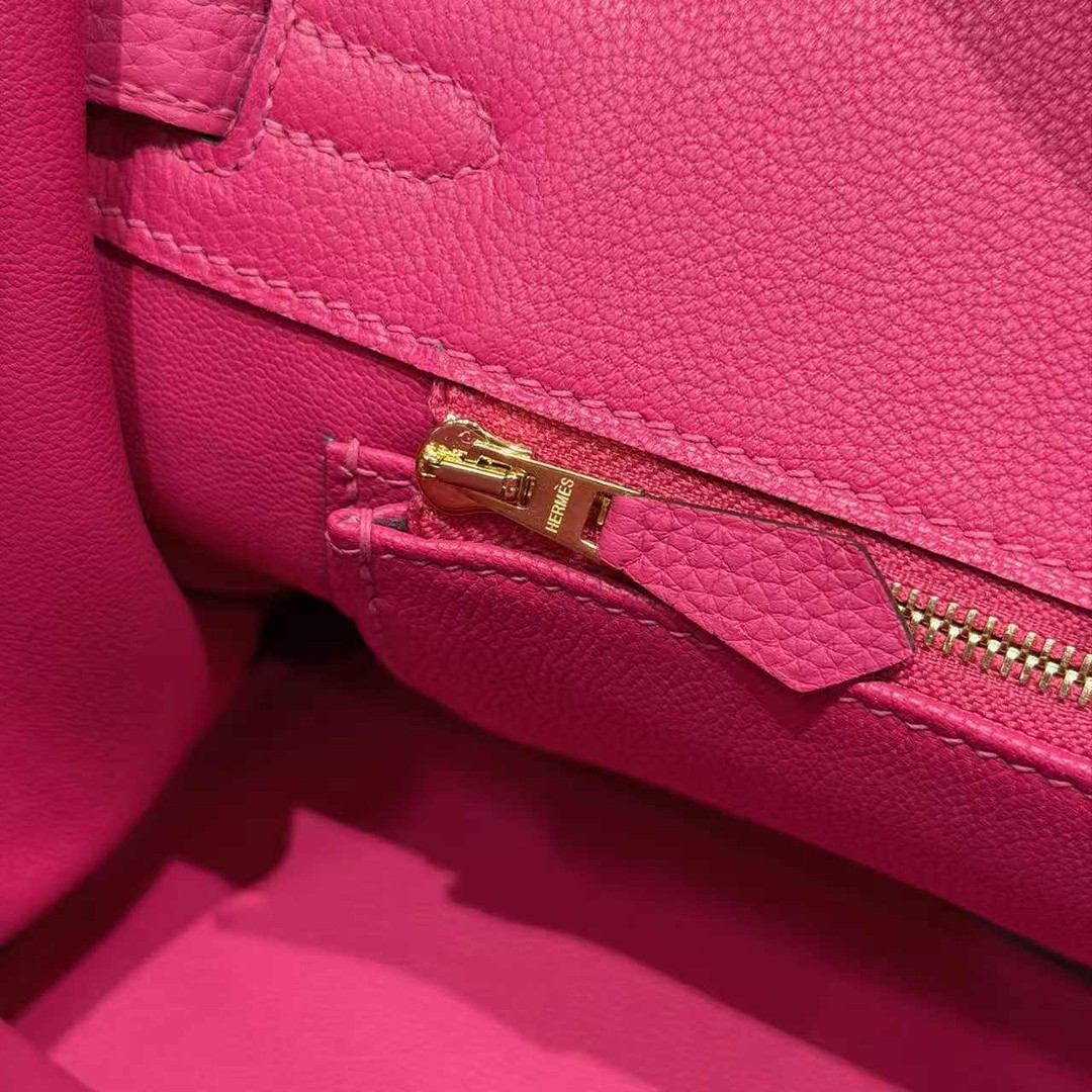 Hermes Birkin 25 Bag Handmade In Togo Calfskin Leather Gold Hardware 5J Fuchia - Image 7