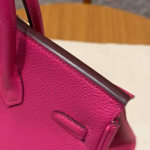 Hermes Birkin 25 Bag Handmade In Togo Calfskin Leather Gold Hardware 5J Fuchia - Image 6