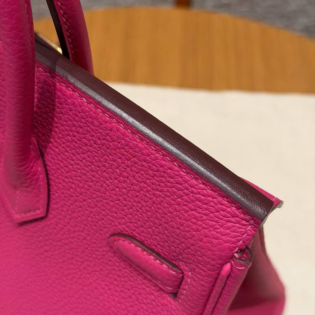 Hermes Birkin 25 Bag Handmade In Togo Calfskin Leather Gold Hardware 5J Fuchia - Image 6