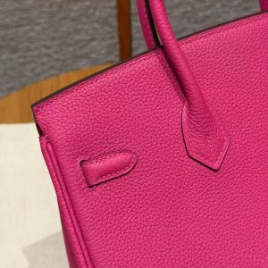 Hermes Birkin 25 Bag Handmade In Togo Calfskin Leather Gold Hardware 5J Fuchia - Image 4