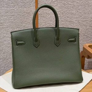 Alternative view of Hermes Birkin 25 Bag Handmade In Togo Calfskin Leather Gold Hardware 61 Olive Green