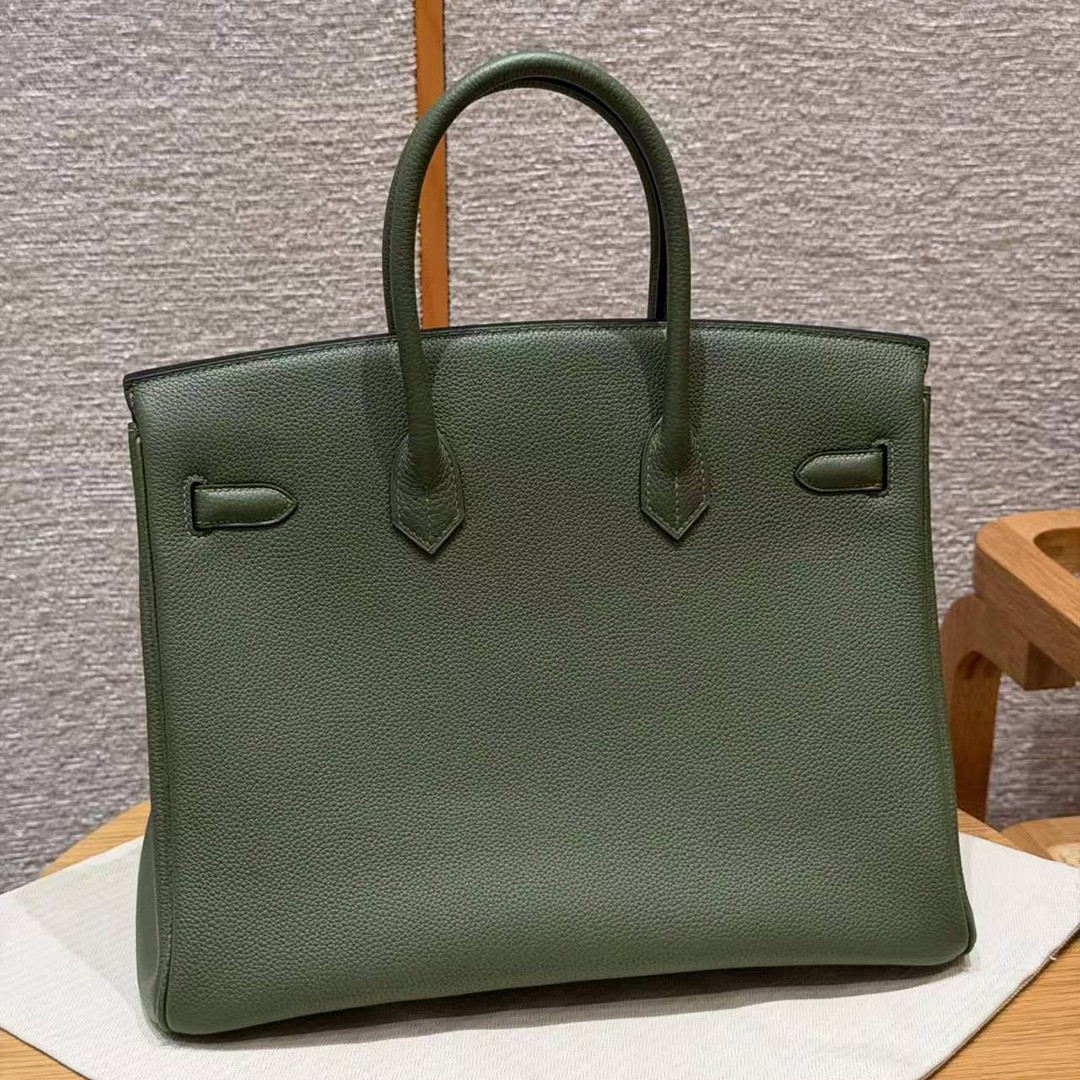 Hermes Birkin 25 Bag Handmade In Togo Calfskin Leather Gold Hardware 61 Olive Green - Image 2