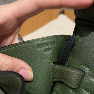 Hermes Birkin 25 Bag Handmade In Togo Calfskin Leather Gold Hardware 61 Olive Green - Image 18