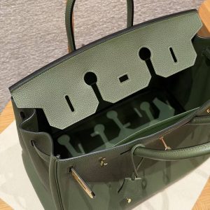 Hermes Birkin 25 Bag Handmade In Togo Calfskin Leather Gold Hardware 61 Olive Green - Image 14